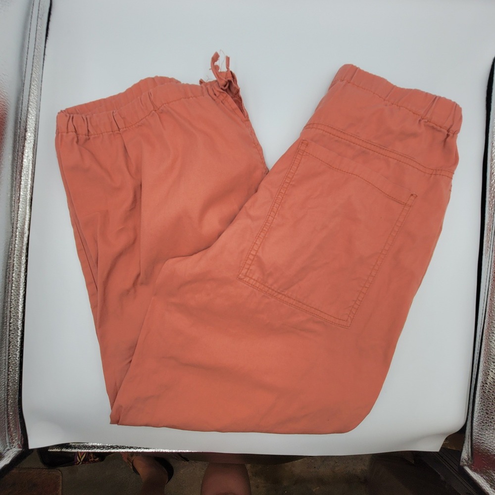 Kensie Jeans Gorpcore Utility Cargo Pants Cinch Hem Wide Leg Boho Terracotta